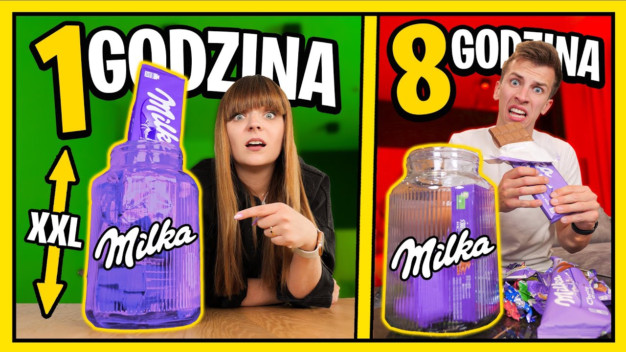 KTO SZYBCIEJ ZJE SŁOIK XXL SŁODYCZY MILKA WYGRYWA! ◉_◉
