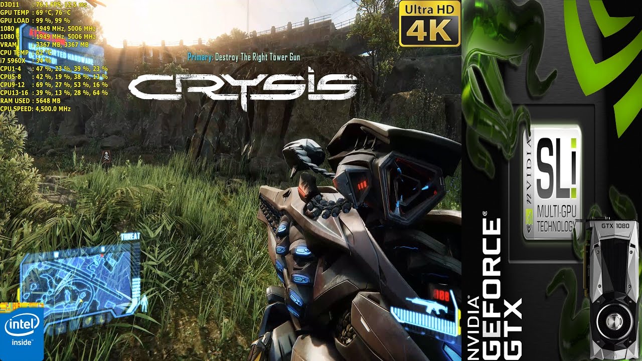 Crysis 3 Very High Settings 4K | GTX 1080 SLI | i7 5960X 4.5GHz