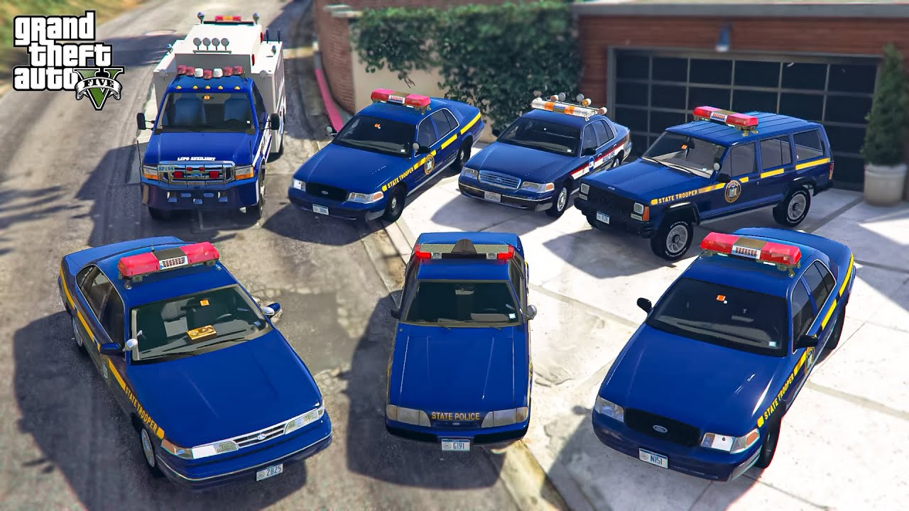 GTA 5 - Franklin Steal Liberty State Police Department Vehicles in GTA V! | (GTA V Roleplay)