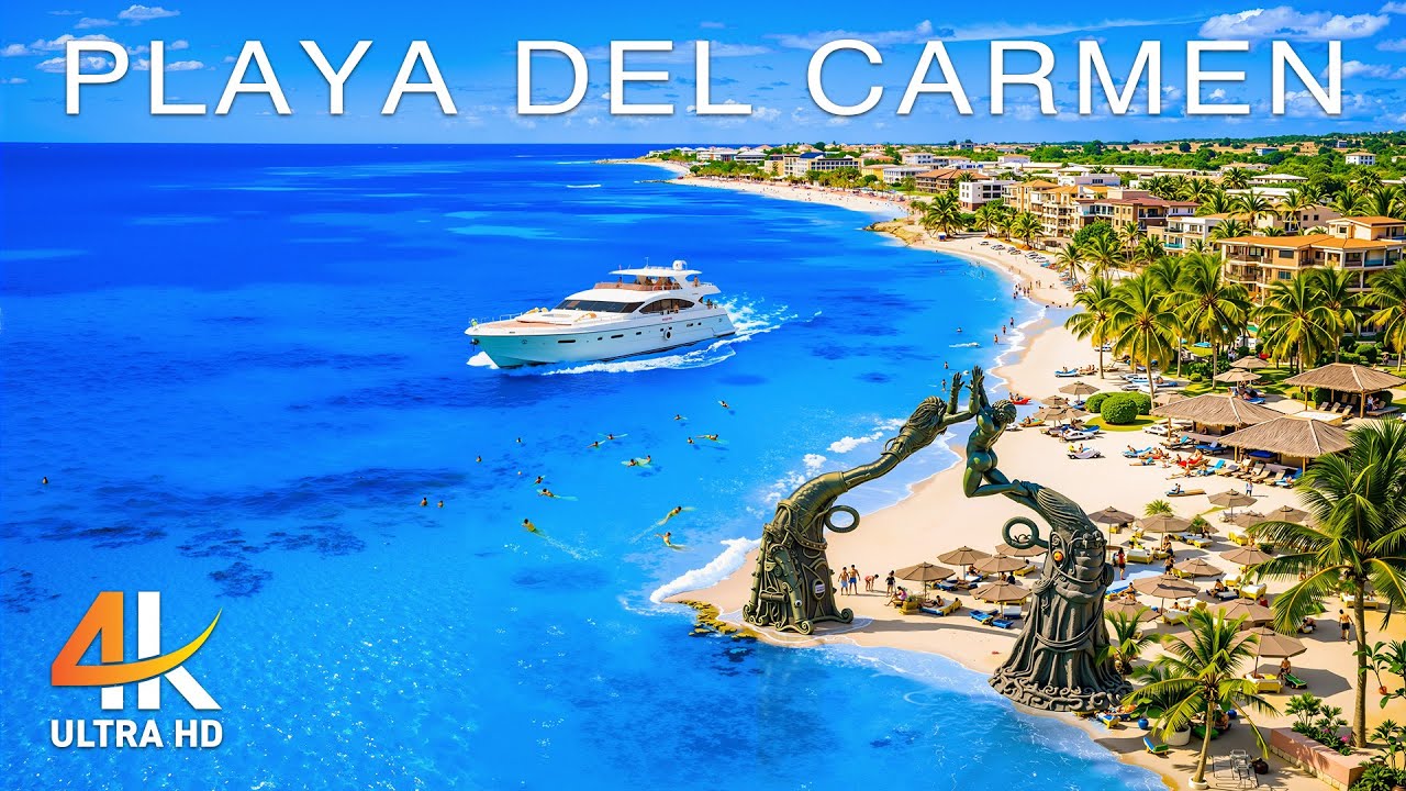 Playa del Carmen Coastal Escape 🌊 Caribbean Blues & Tropical Calm Aerial With Deep House Chill