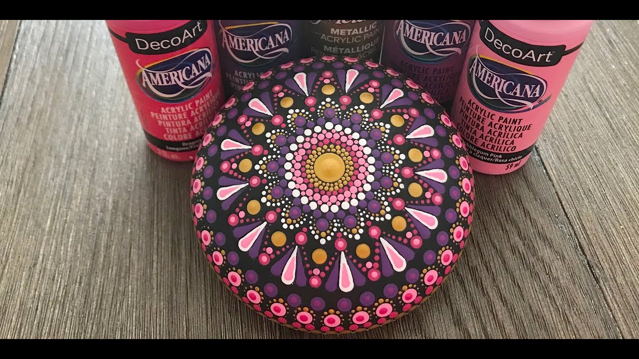 Dot mandala painting on a molded art stone step by step tutorial - 322