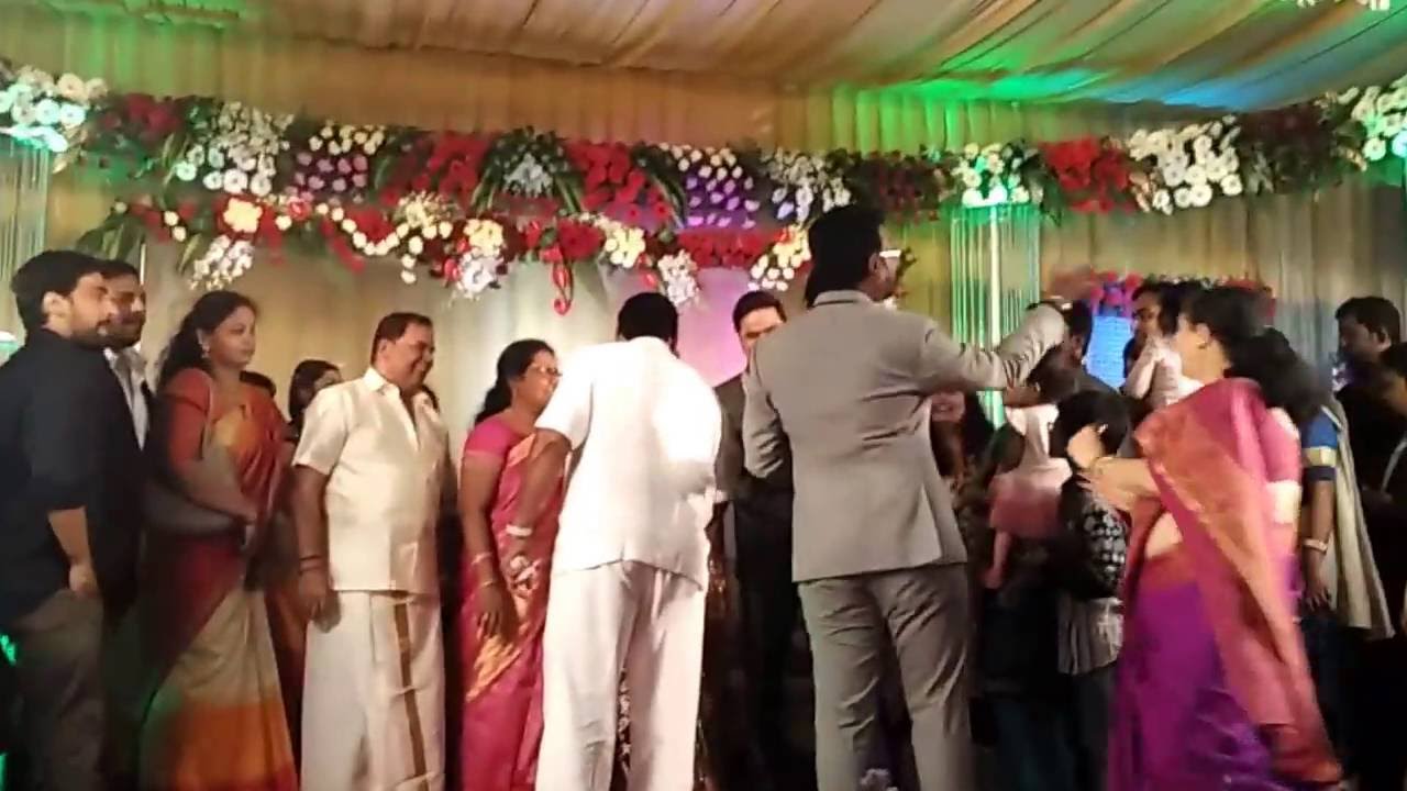Actor jeeva and Indian cricket player murali vijay in school friend marriage reception on 17/02/2016