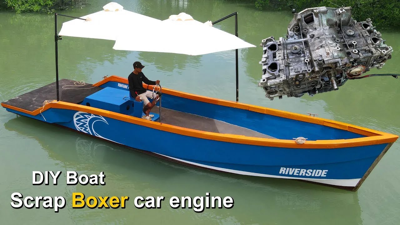 I built a fishing yacht running on a scrap car engine
