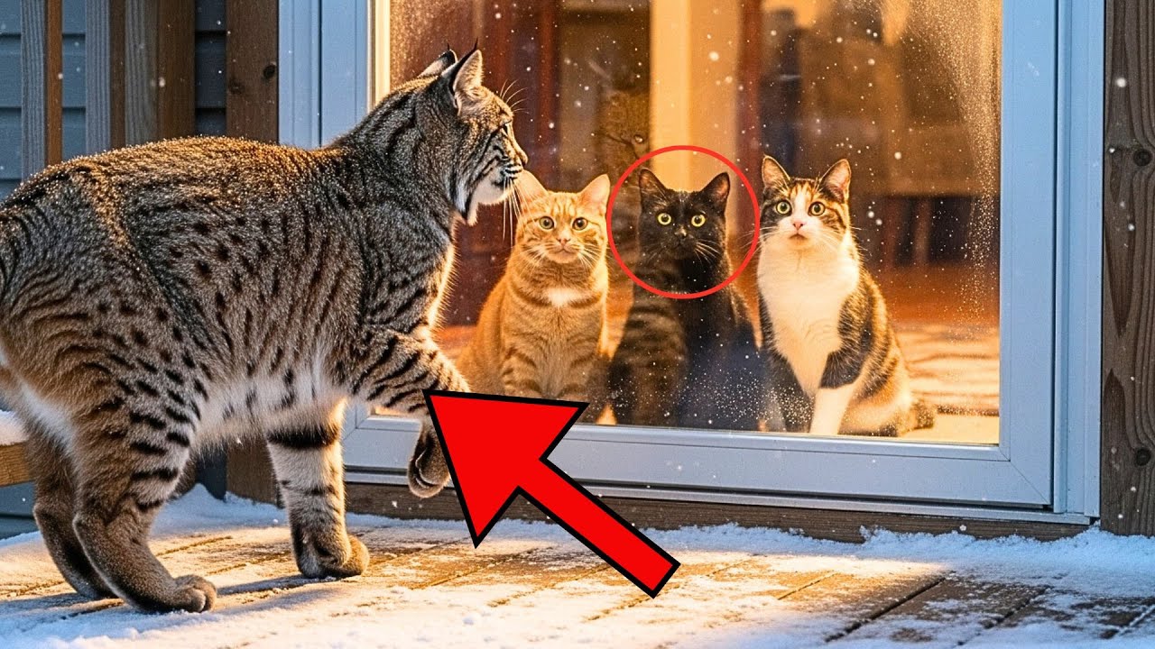 Pregnant Bobcat Is Blocked By Cats At The Door – Then The Truth Came Out!