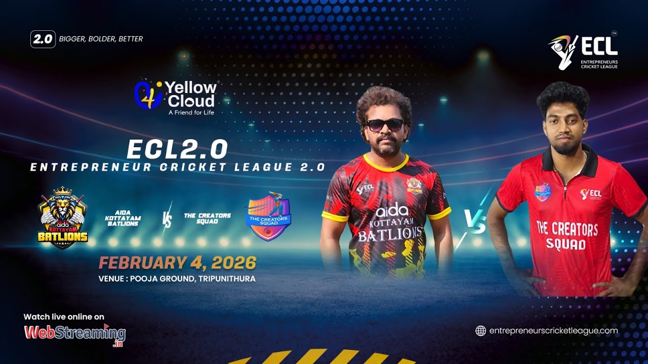AIDA KOTTAYAM BATLIONS vs THE CREATORS SQUAD || Yellow Cloud Presents Entrepreneurs CricketLeague2.0