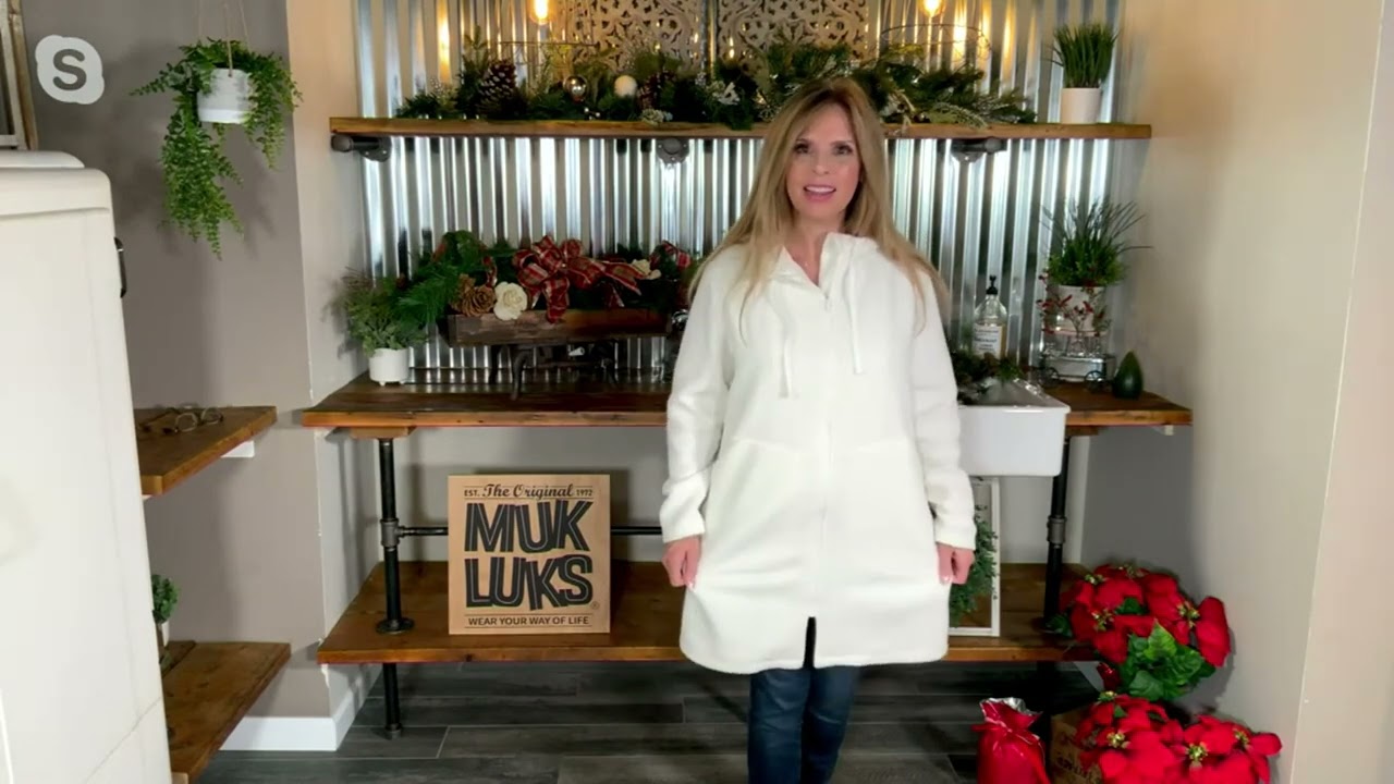 MUK LUKS Teddy Bear Sherpa Lounger with Hood on QVC