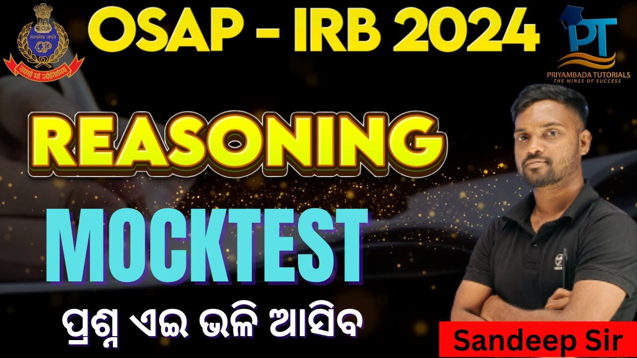 OSAP IRB 2024-25 REASONING 30 Questions || Mocktest 4 || Practice batch || #osap#constable#reasoning
