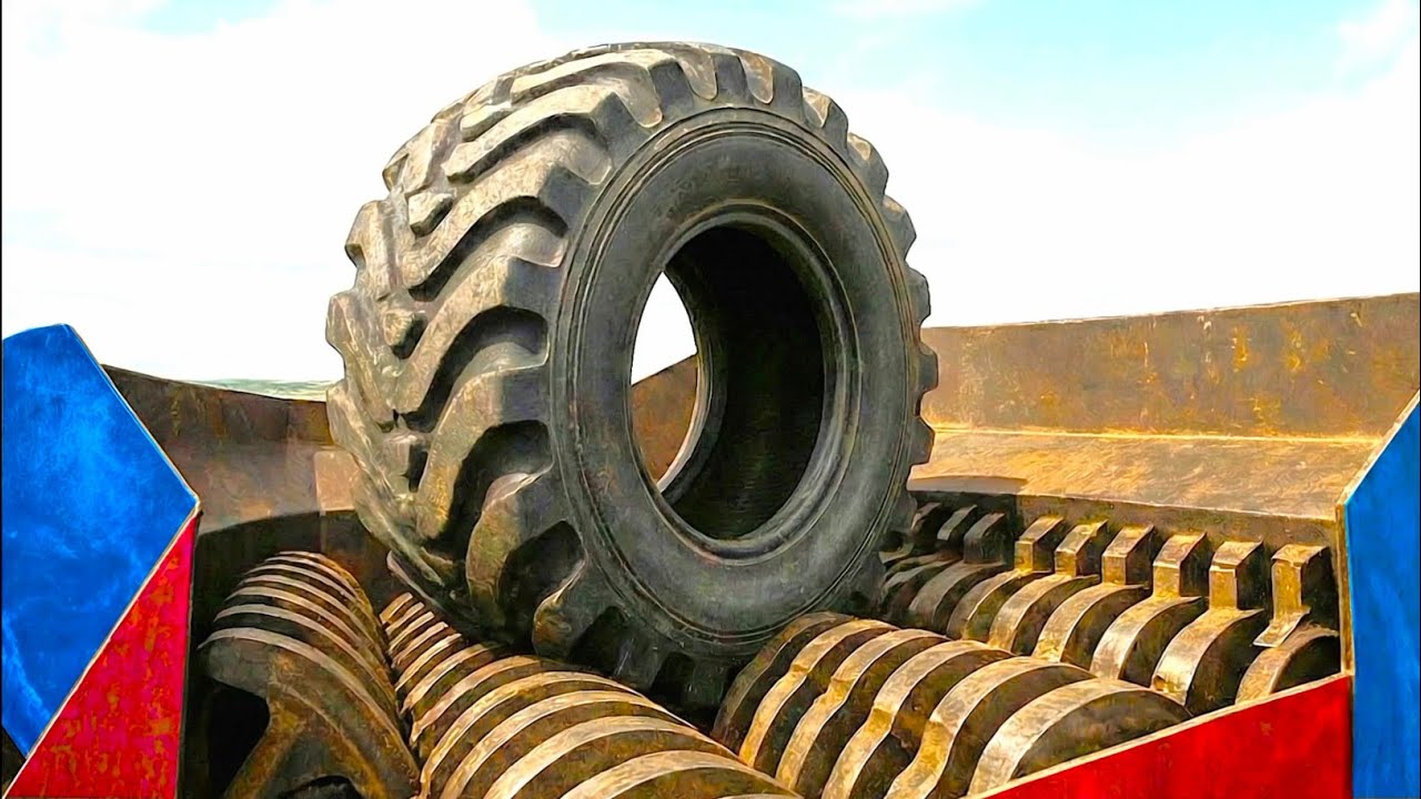 Giant Industrial Shredder vs Tyre and Metal Things! Extreme Shredding Machine 