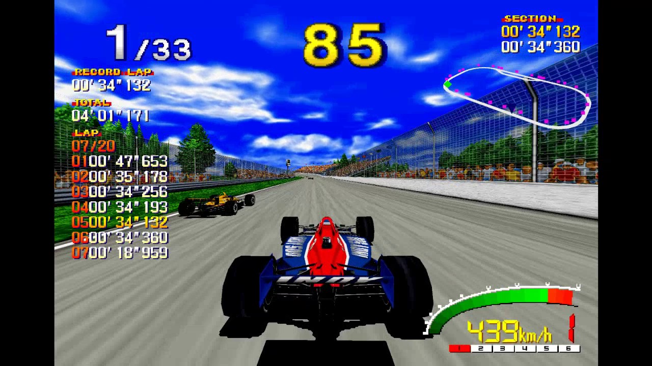 Indy 500 SEGA Model 2 Indianapolis Motor Speedway Gameplay With Supercharged Indy Car