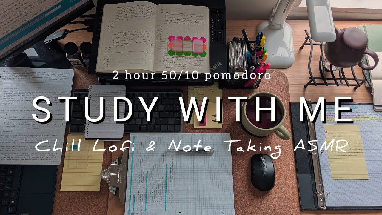 2 HOUR STUDY WITH ME 🌱 chill lofi music ☕ study ASMR ambience | background noise | pomodoro 50/10