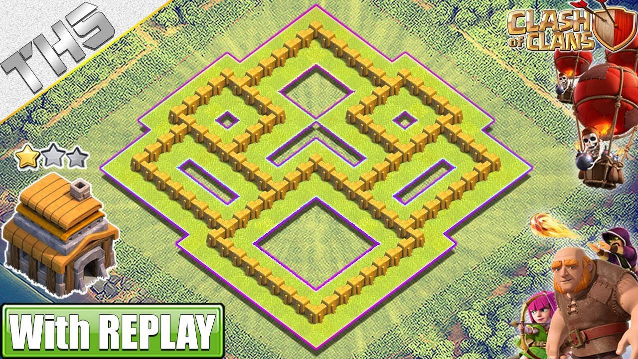 NEW TH5 Base 2019 with REPLAYS - Clash of Clans