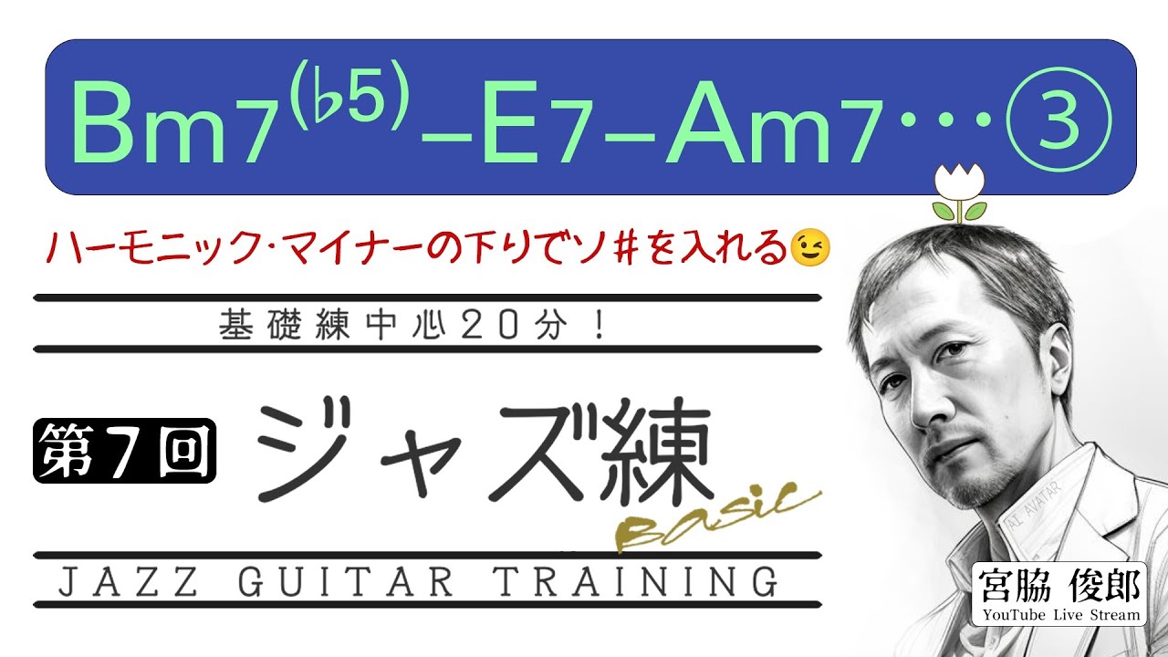 ジャズ練 Vol.07〜Jazz Guitar Basic Training　「Bm7(♭5)-Ｅ7-Ａm7（3）」