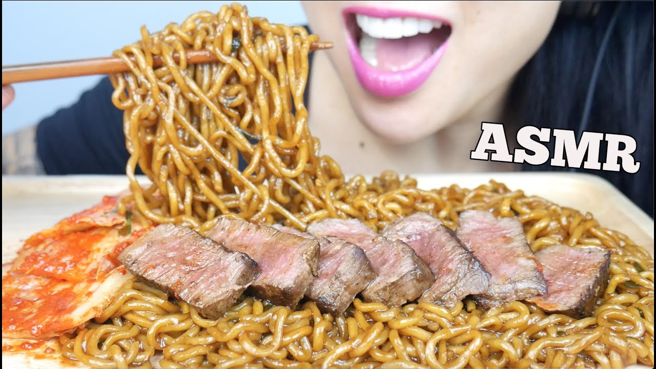 ASMR STEAK SEAFOOD BLACKBEAN NOODLE *JJAPAGURI PARASITE MOVIE (EATING SOUNDS) NO TALKING | SAS-ASMR