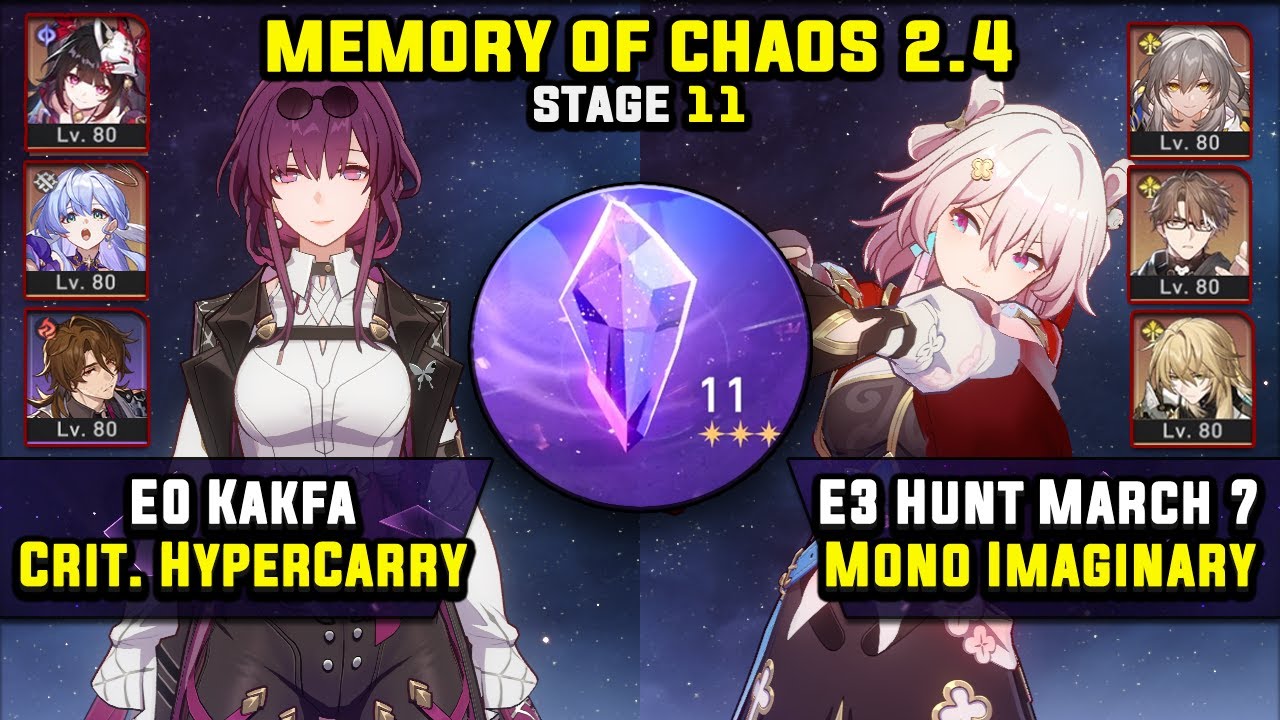 E0 Kafka Hypercarry & E3 Hunt March 7 Super Break (3 Stars) Memory Of Chaos 11 Honkai Star Rail 2.4