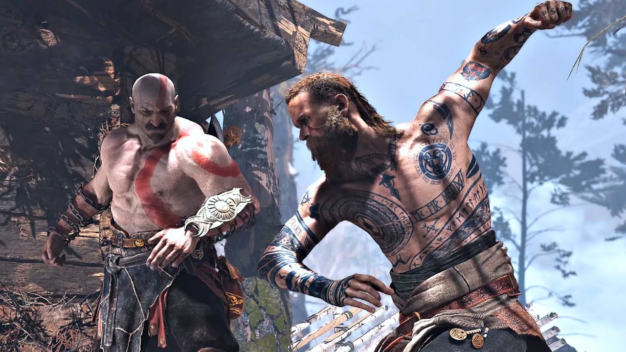 Shirtless Kratos Vs Baldur Boss Fight (Free Camera Mode) GOD KF WAR PC 4K Ultra HD