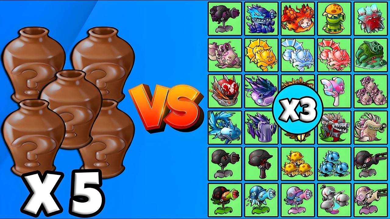 5 Zombies Vase Fusion vs All Plants x3 - PVZ Fusion