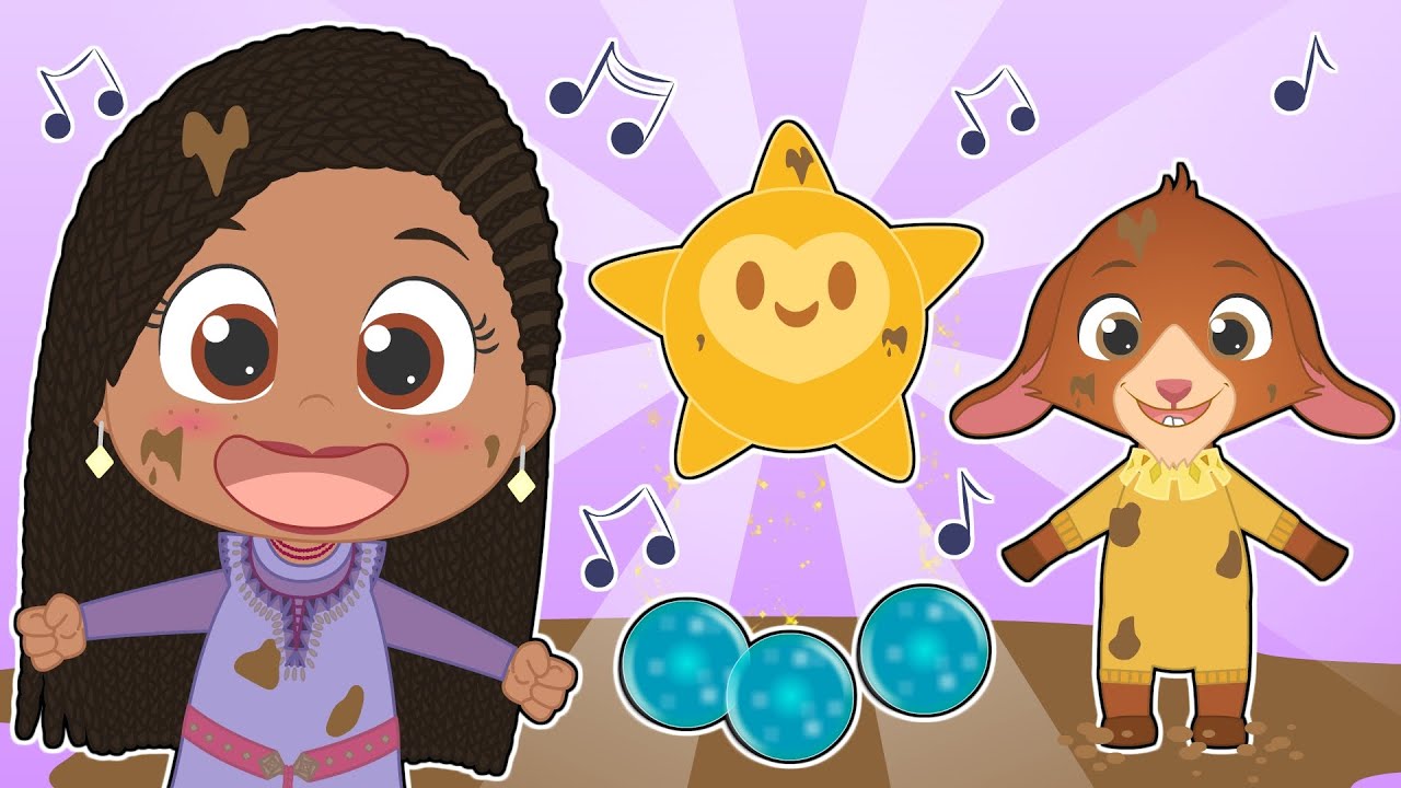 FIVE LITTLE BABIES JUMPING IN MUD PUDDLE 🎵 ⭐ With the movie WISH characters ⭐
