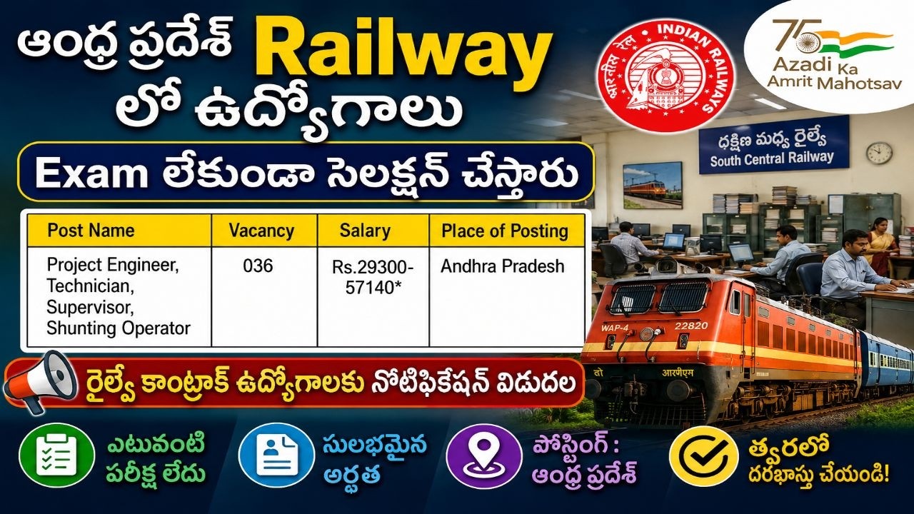 Andhra Pradesh Railway Contract Jobs Notification 2026 || Railway Jobs Andhra Pradesh || Jobs