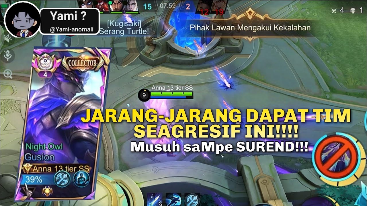 Tim Random Super Agresif! Musuh Auto Surrender | Gusion Gameplay MOBILE LEGENDS 