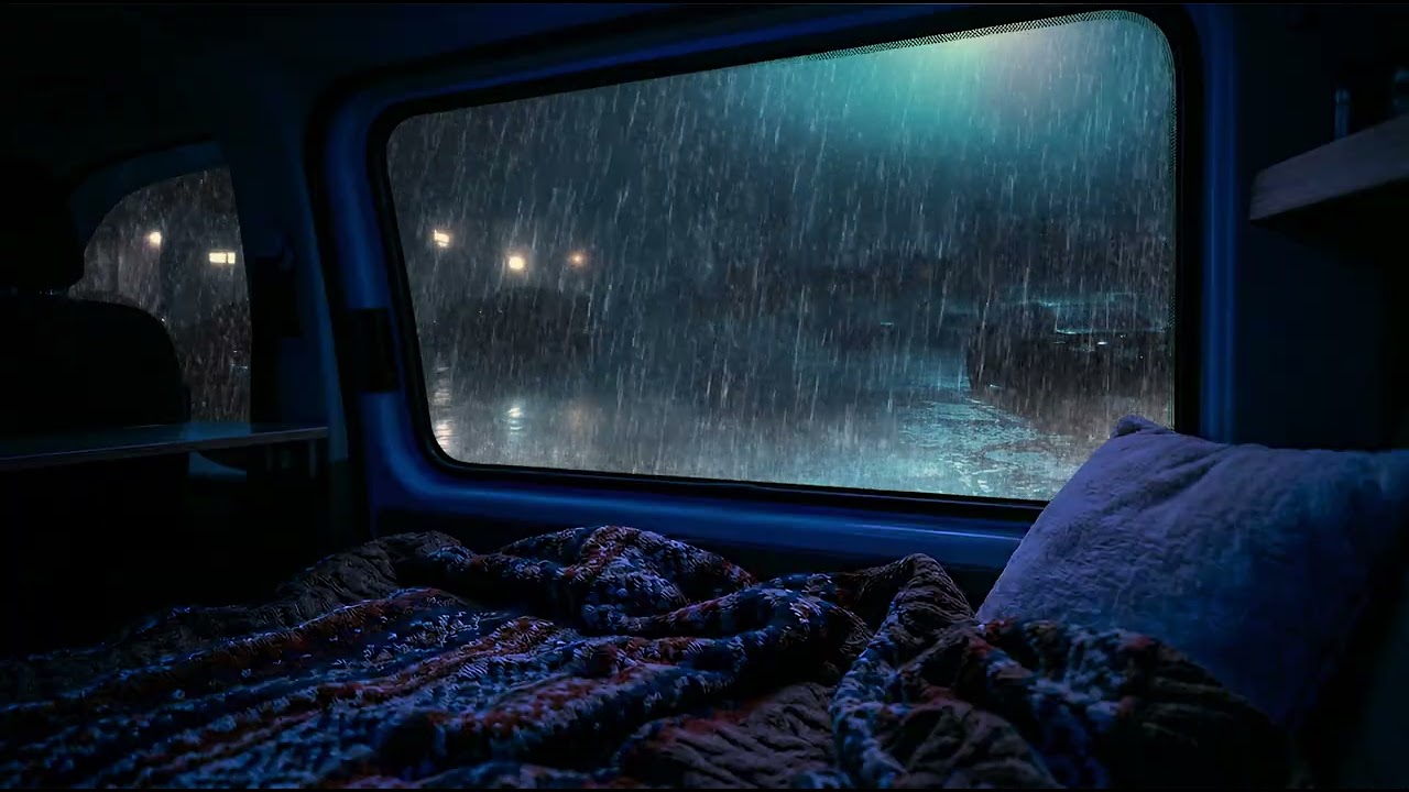 Heavy Rain Storm and Soft Thunder Hitting Car Window - Sleep Instantly, Sounds for Emotion Healing