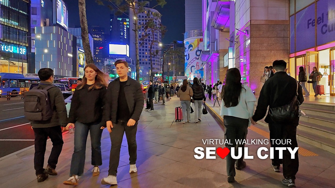 Seoul Evening Walk, Downtown Seoul Myeongdong, Euljiro, Namdaemun-ro, South Korea, Travel, 4K