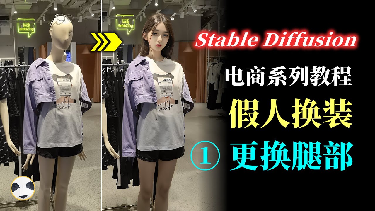 🐼Stable Diffusion 电商系列 第1集 更换腿部 知识点：用局部重绘配合controlnet实现假人换装 AI绘画电商服装类应用系列