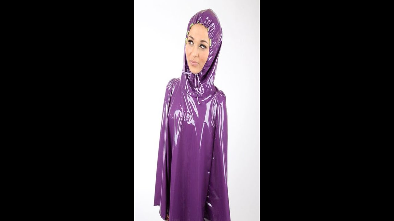 Purple PVC and plastic Raincoats