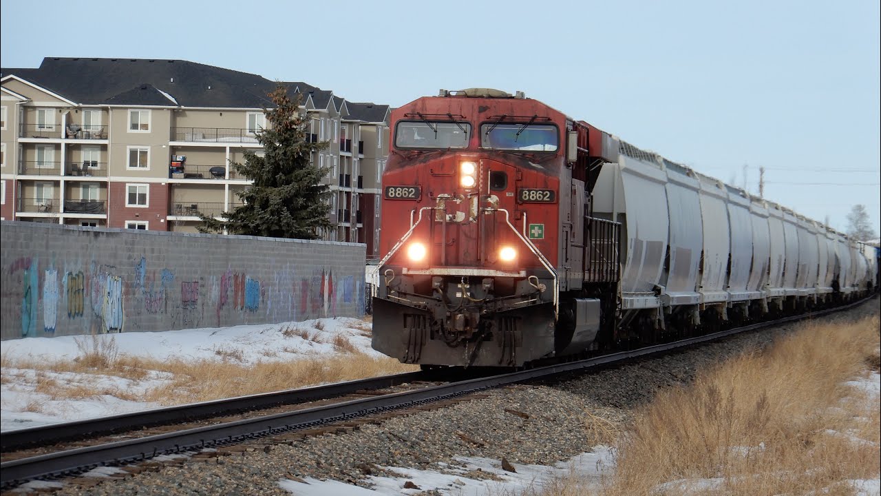 CP 8862 Leads CP Mixed Manifest Train South through Airdrie AB