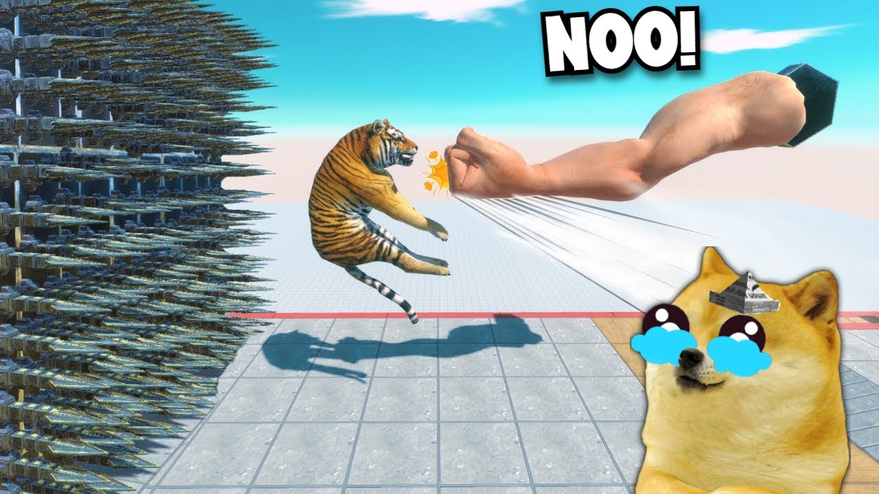 PUÑO GIGANTE CONTRA ANIMALES SALVAJES💥 XD - Juegos con cheems