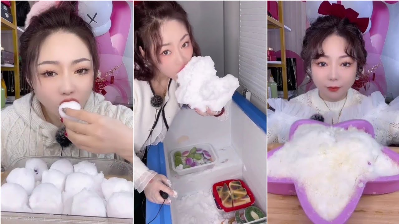 WHITE ICE EATING ASMR 💙 ICE EATING ASMR 💙 Snow-white ASMR 💙