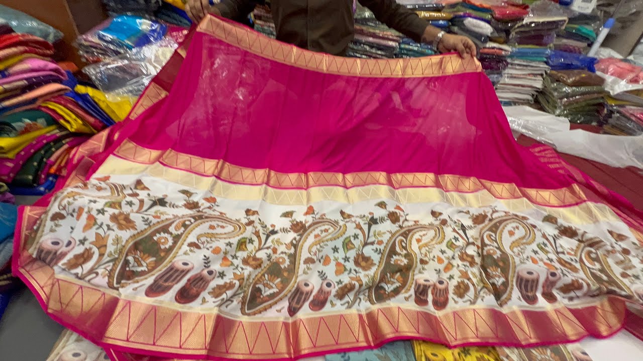 Unbelivable Challenging Price👌chickpet Bangalore wholesale Banarasi crepe georgatte chiffon sarees