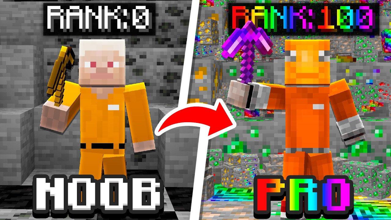 I went NOOB to PRO in 24 HOURS on Minecraft Prison Escape!