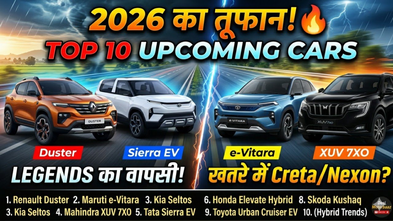Upcoming Cars in India 2026 | नई Duster, e-Vitara और Seltos का धमाका 🚀