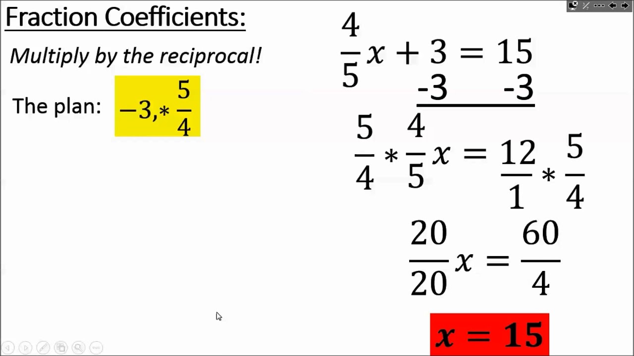 Equations: Fraction Coefficients