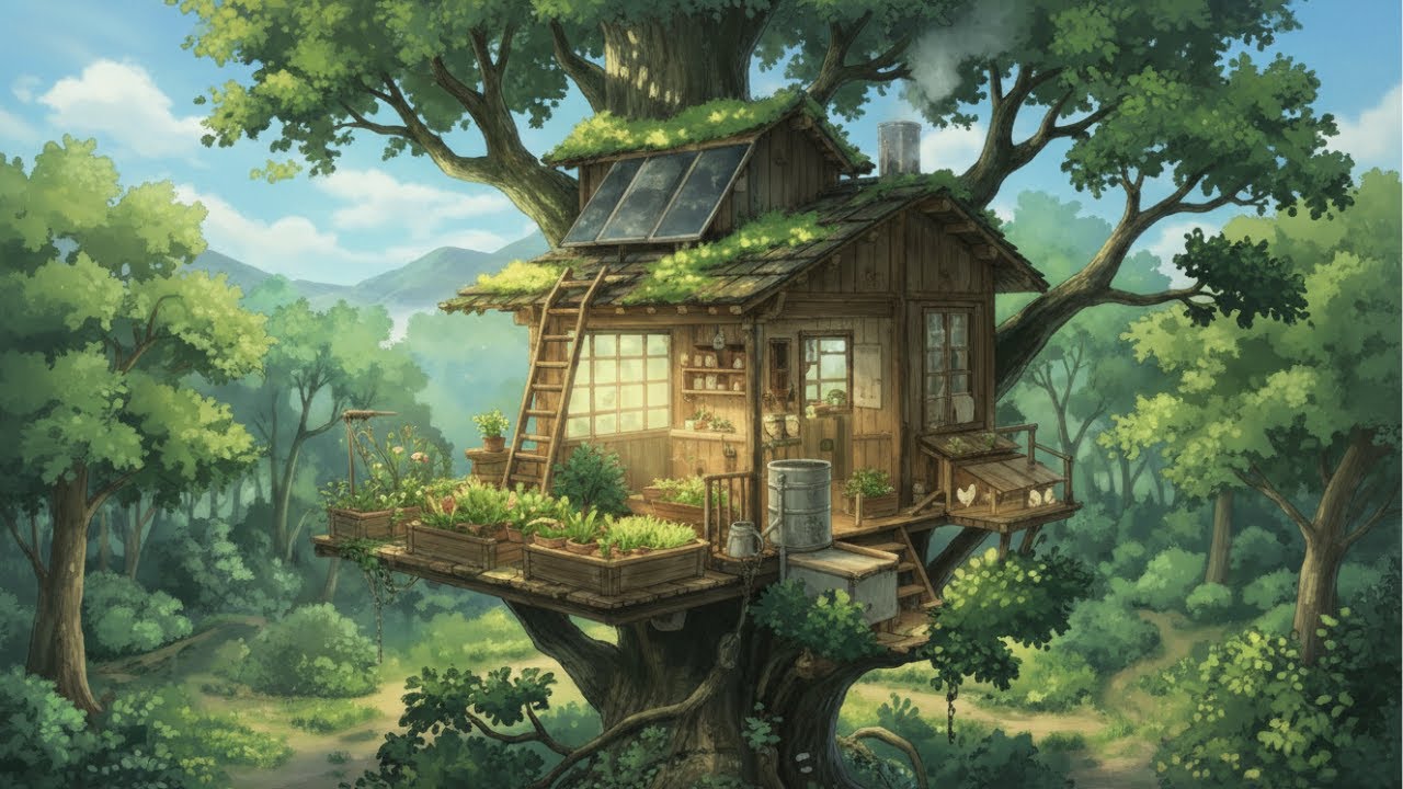A Summer Day Spent Together In a Tree House | GHIBLI STUDIO
