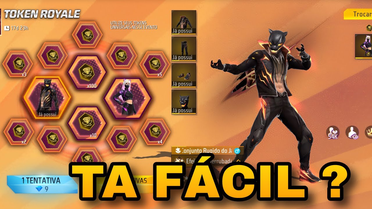 PEGANDO O CONJUNTO RUGIDO DO JAGUAR NO FREE FIRE - EVENTO TOKEN ROYALE - TÁ FACIL ? QUANTO GASTA ?