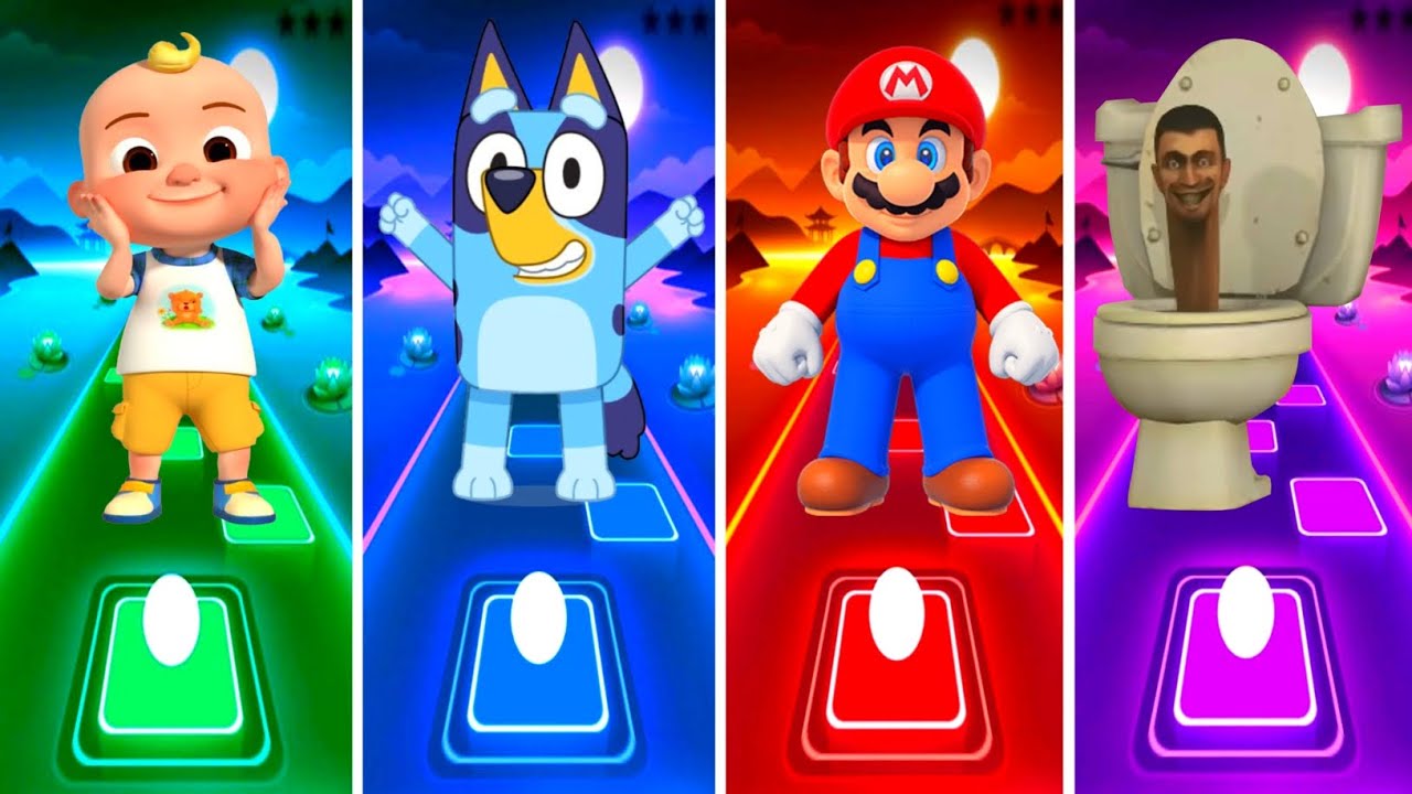 Cocomelon 🆚 Bluye Bingo 🆚 Super Mario Bros 🆚 Shakibidi Toilet.💥Who Is The Best? 🤔