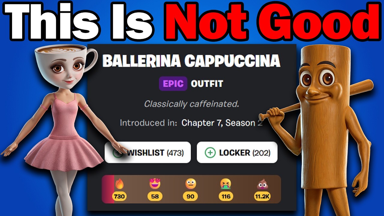 Скины Brainrot появятся в Fortnite в пятницу, это ужасно.