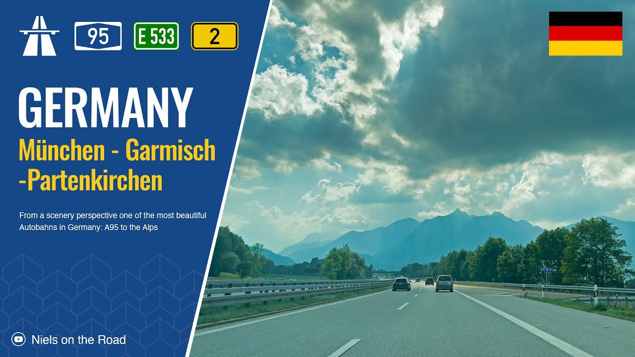 Driving in Germany: Autobahn A95 E533 & B2 from München to Garmisch-Partenkirchen / No Speed Limit