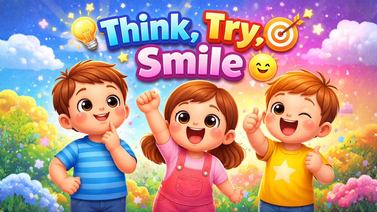 Think, Try, Smile 😊 | Confidence Song for Toddlers | Learning & Feelings Song (Version 2)