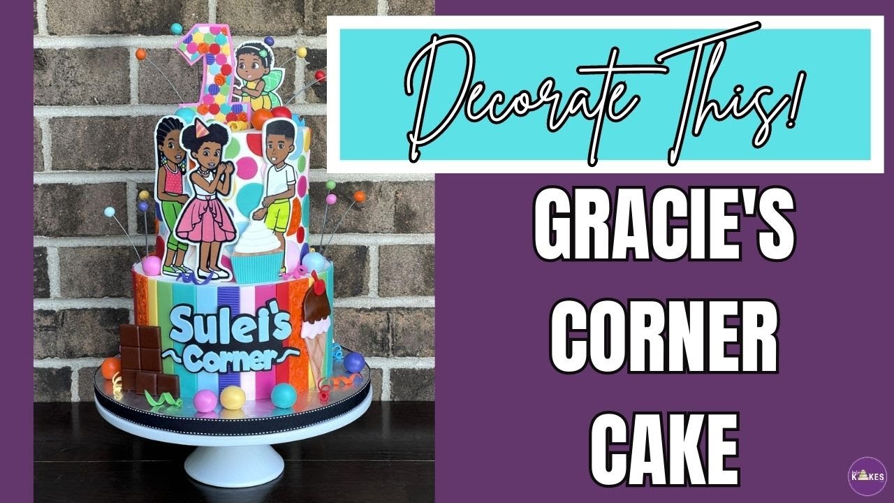 Colorful GRACIE'S CORNER Birthday Party Cake Design
