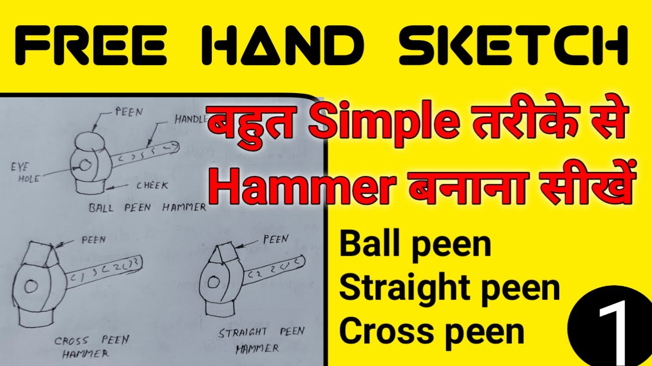 Ball peen hammer | Cross peen hammer | straight peen hammer | Engineering Drawing