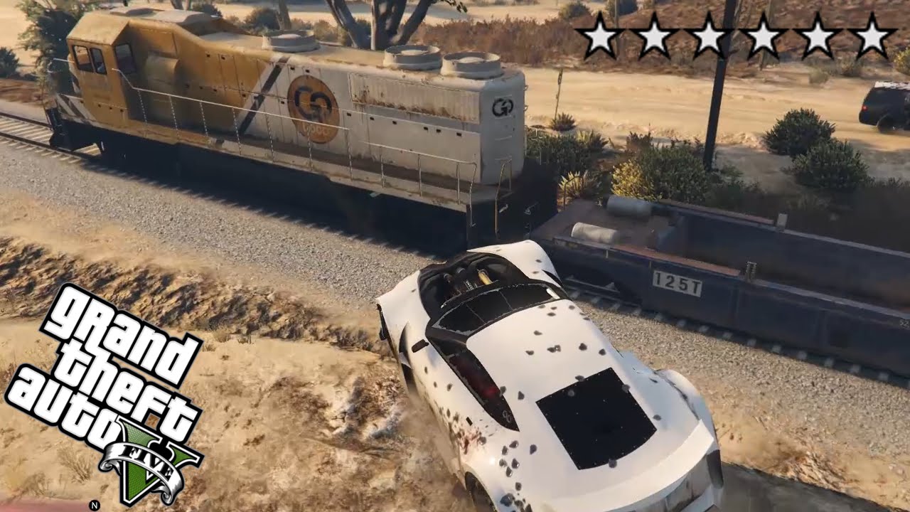 5 YILDIZDAN TRENE ATLAYIP KAÇMAK!! - GTA 5 CHALLENGE