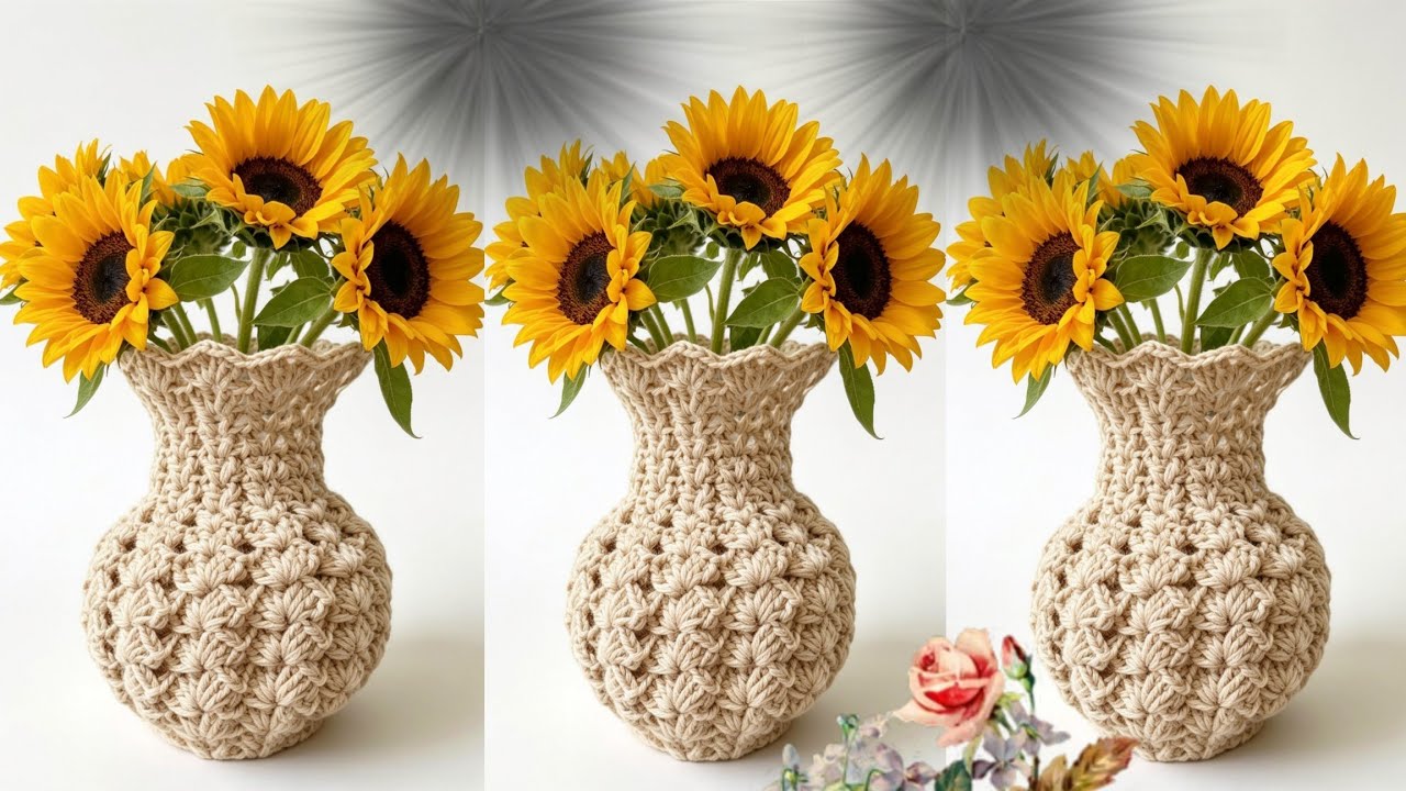 ⛔️ IMPRESIONANTES!! Jarrónes/FLOREROS Tejidos a CROCHET ( MUY RÁPIDOS DE VENDER) 😱