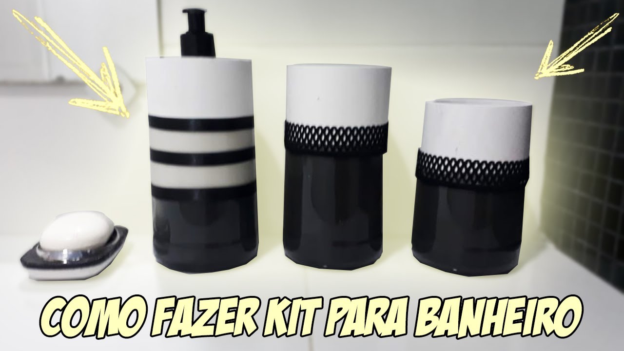 COMO FAZER KIT PARA BANHEIRO USANDO REJUNTE E GARRAFA DE VIDRO!
