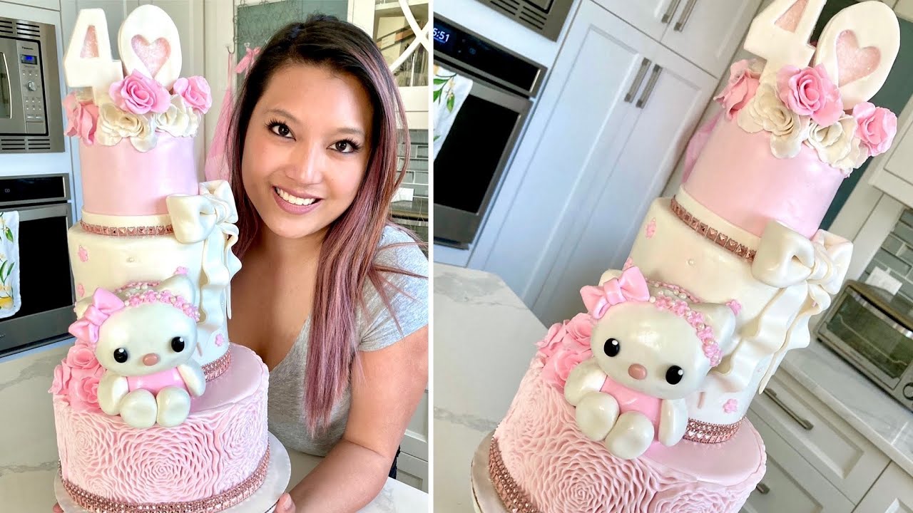 Сделайте торт Hello Kitty дома за 575 долларов | Как сделать Hello Kitty из помадки и рисовых хло...