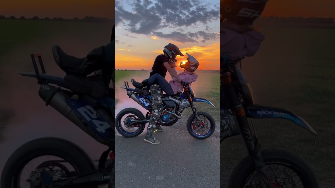 Couple goals 🙌🏽❤️ #supermoto #sunset #couplegoals #motorcycle
