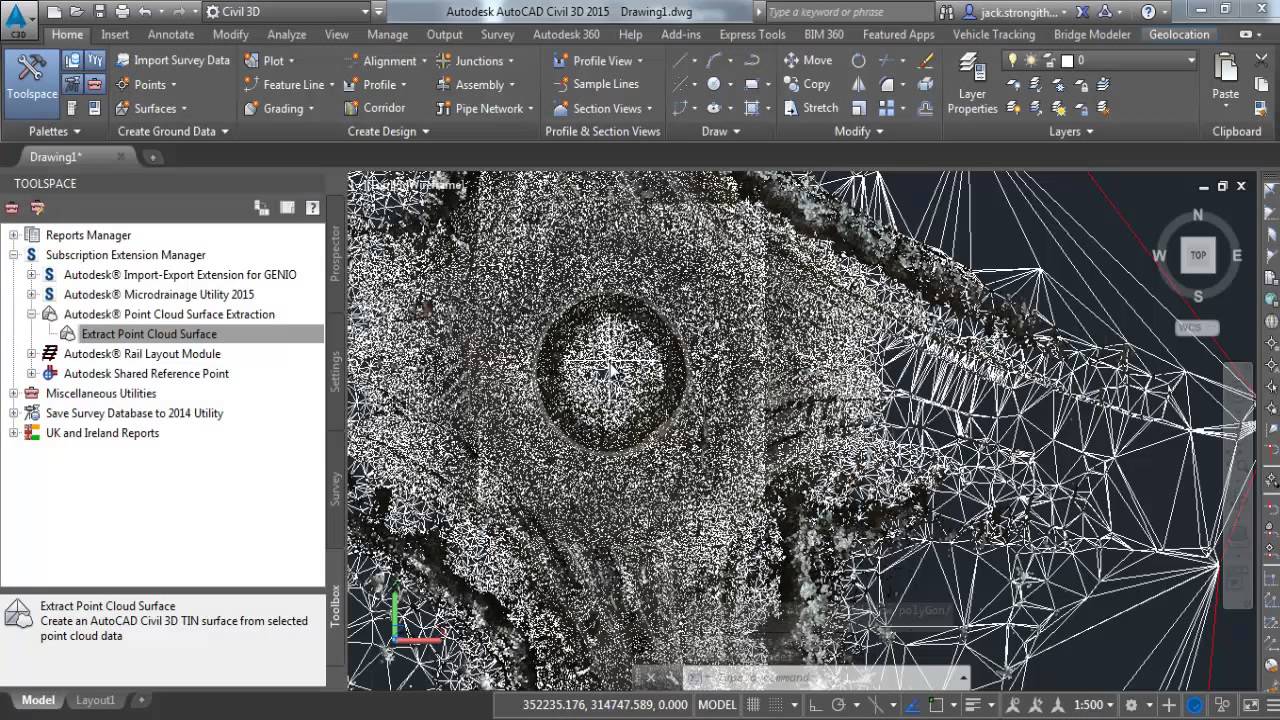AutoCAD Civil 3D 2015 Point Cloud Surface Extraction