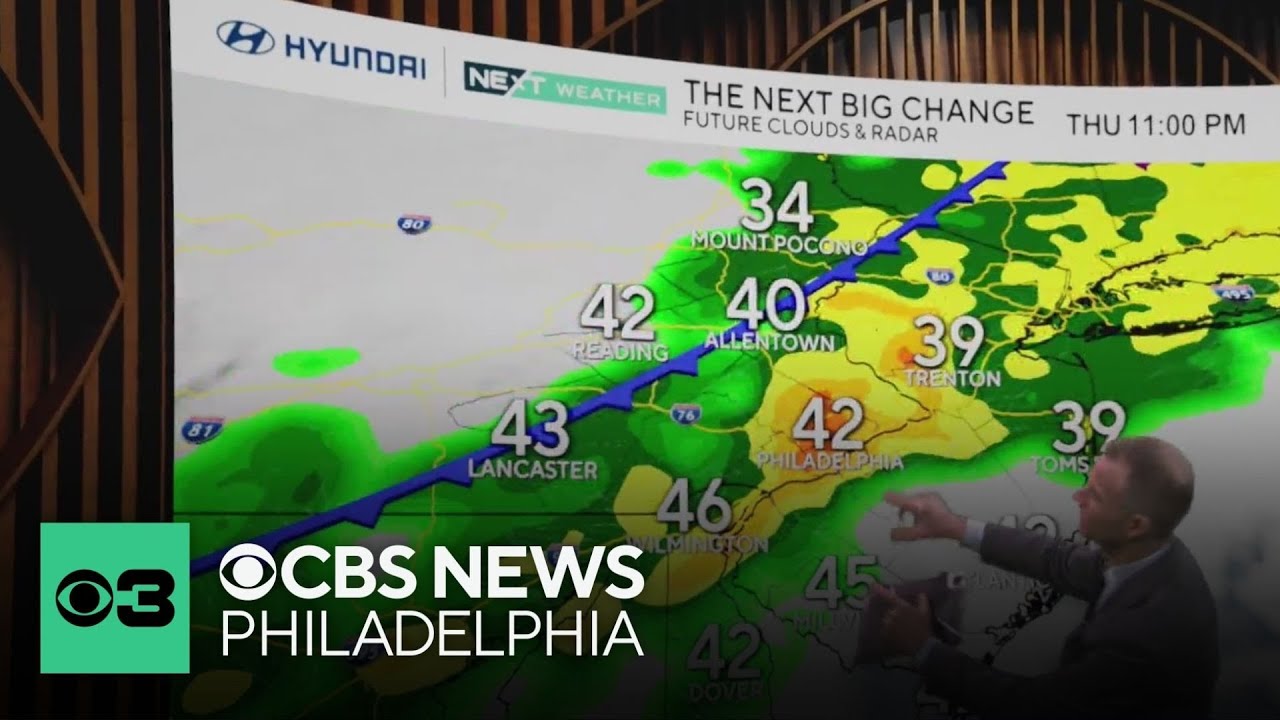 Rain and thunder hits Philadelphia region Thursday night