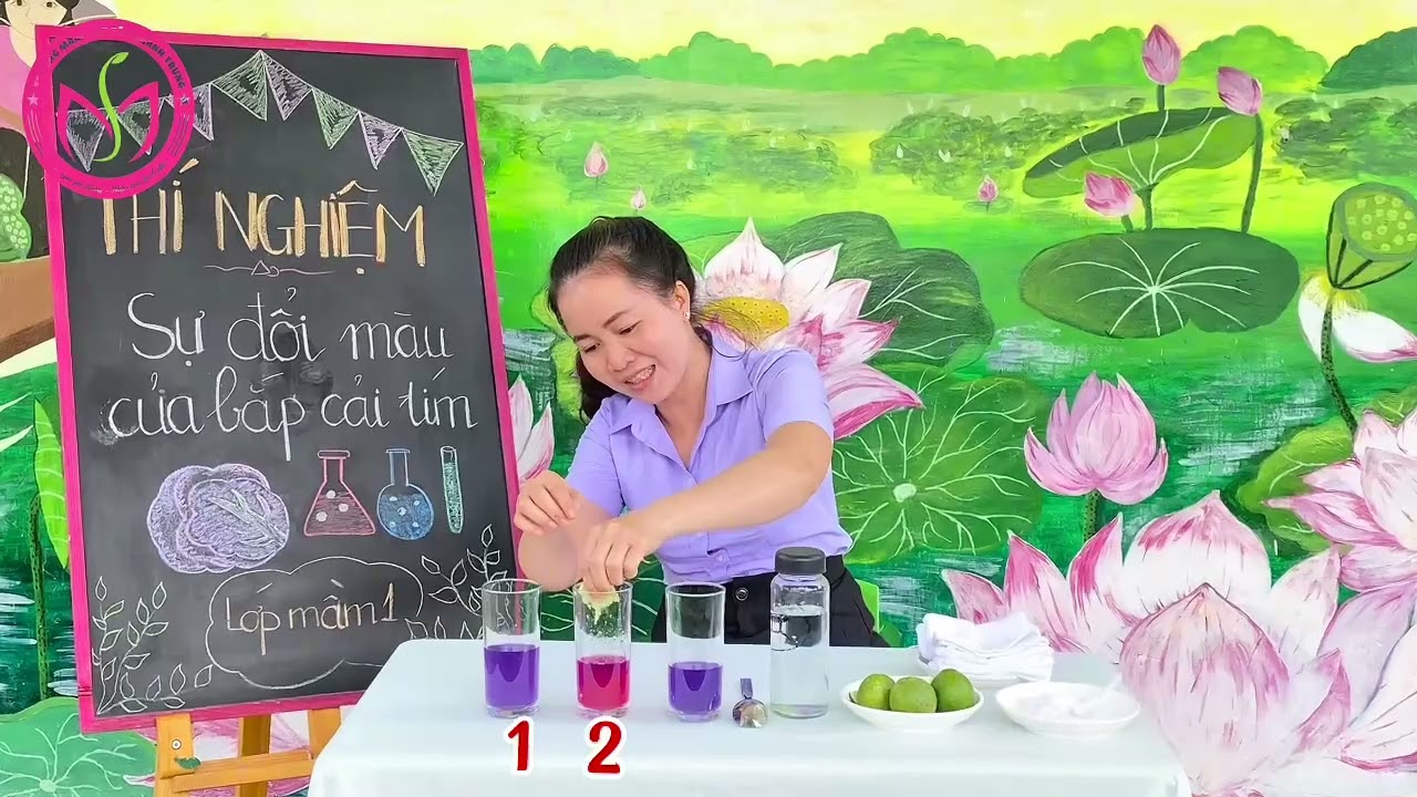 Sự đổi màu của nước bắp cải tím #chuyendoisogiaoduc #khohoclieuso #MNTanKhanhTrung #TuyetHaLopMam1